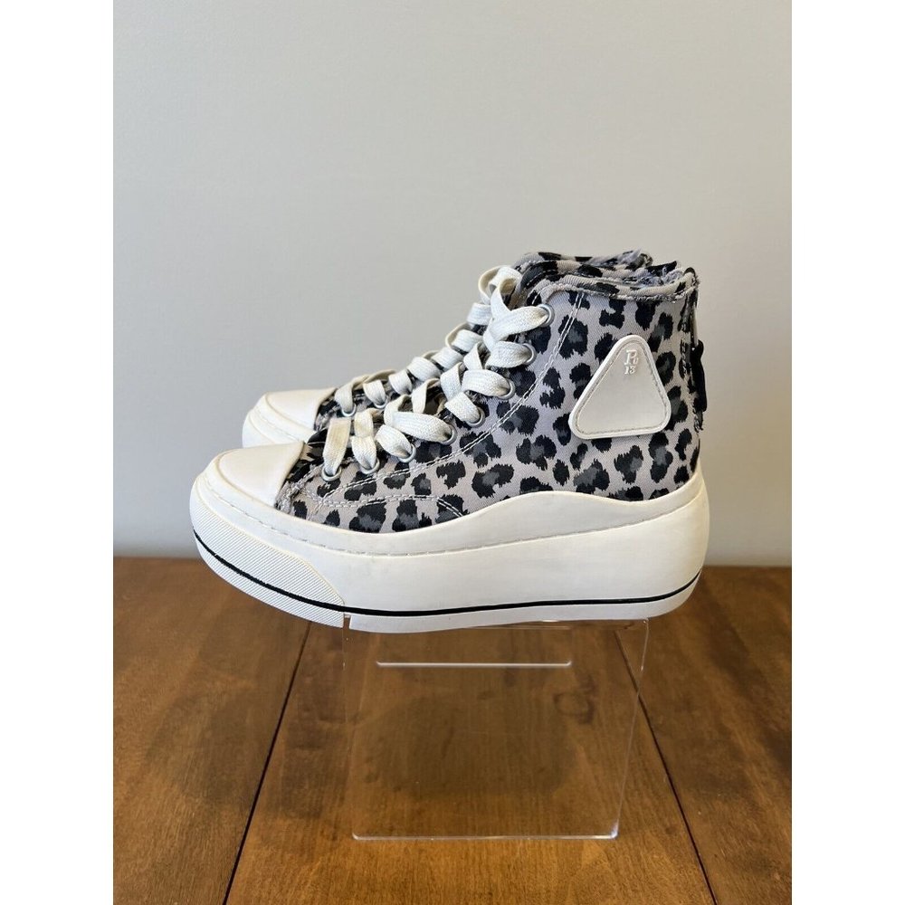 R13 Platform High Top Canvas Sneakers Shoes Women’s Size 6 Gray Leopard Print***